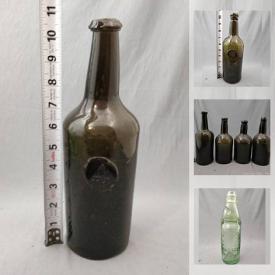 MaxSold Auction: This online auction features vintage bottles, stoneware bottles, antique Codd Bottles.'Horne's' bottles, glass ink bottles, antique ink bottles, Torpedo bottles, finger jugs, snuff bottle, Combat parkas and much more!