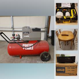 MaxSold Auction: This online auction features an oak dresser, oak dining table with chairs, air compressor, Wagner Flexio 3000 paint sprayer and much more.