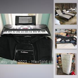 MaxSold Auction: This online auction features fire pit, patio furniture, area rugs, golf clubs, Wicker furniture, Xbox 360, craft supplies, office supplies, games, wheelbarrow, tabletop electronic keyboard and much more!