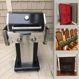 MaxSold Auction: This online auction features Pottery barn bar furniture, Ethan Allen rocking armchair, barbecue grill, electric fireplace heater, area rug, bike rack and more!