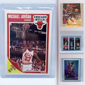 MaxSold Auction: This online auction features Michael Jordon cards including Holographic, Basketball, Baseball, Golf, and magazine cover and much more!