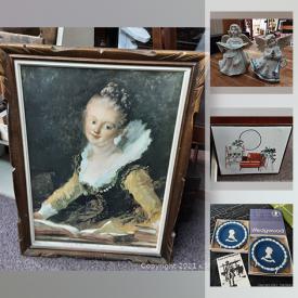 MaxSold Auction: This online auction features collectibles such as Wedgwood, Franklin Mint, and collectible dolls with COA, art such as Robert Bateman framed print, original art and carved sculptures, dishware, Blue Pottery, ceramic figurines, glassware, snowboards, home decor, linens and much more!