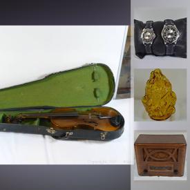 MaxSold Auction: This online auction features antique beaded purses, watches, vintage books, art pottery, pearls, silver jewelry, vintage fishing gear, art glass, vintage tins, vintage cookie jar, indigenous art, art glass, carnival glass and much more!