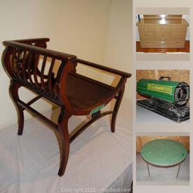 MaxSold Auction: This online auction features furniture, collectibles, Android tablet, exercise bike, hand and electric tools, black vinyl fencing, wooden skis, Kerosene heater, CDs, office supplies, child's playpen, ladies' shoes, sewing items and much more.