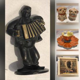 MaxSold Auction: This online auction features collectibles such as vintage lustreware, jadeite, fine china, and sterling silver, 14k gold earrings, art such as signed art pottery, Murano glass, and original painting, mantel clocks, dishware, glassware, vintage barware, lamps and much more!