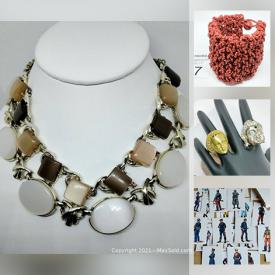 MaxSold Auction: This online auction features costume jewelry, jewelry-making supplies, vintage postcards, silver African necklaces, sterling silver ring, faux pearls, leather arm cuffs and much more!