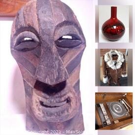 MaxSold Auction: This online auction features antique furniture, Pet supplies, small kitchen appliances, collectible Teacups, outerwear, Trinket boxes, Kifebwe Mask, Antique Book, Royal Doulton Flambe veined, and much more!