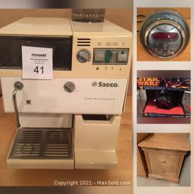 MaxSold Auction: This online auction features furniture, lighting fixtures, home improvement supplies, Darth Vader mask, toys, holiday strand lights, rugs, computer equipment, coffee makers and other kitchen appliances, male mannequin, tool chests, Honda lawnmower and much more.