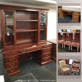 MaxSold Auction: This online auction features furniture such as stone top bar, work tables, cabinets, credenzas, conference table, chairs, and glass-topped desks, electronics such as computer peripherals, shelving, LPs, CDs, office supplies, wall art, file cabinets and much more!