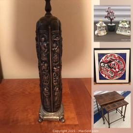 MaxSold Auction: This online auction features original artwork, vintage ceramic figures, antique pocket watch, vintage jewelry, foreign coin collection, vintage Ceskci crystal, depression glass, Duncan Phyfe style tables, wood boat models, vintage Belleek, collectibles teacups, Didjeridu, vintage toys, and much more!