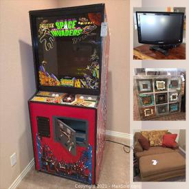 MaxSold Auction: This online auction features Arcade game, patio furniture, small kitchen appliances, copper pots & pans, TV, board games, sports equipment, abstract art and much more!