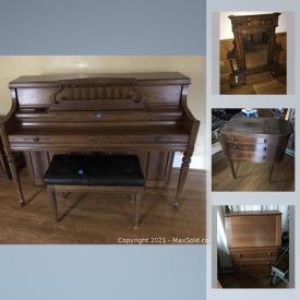 MaxSold Auction: This online auction features antique dresser, Amish cabinet, Wurlitzer upright piano, Bowflex Treadclimber, children's play yard and much more!