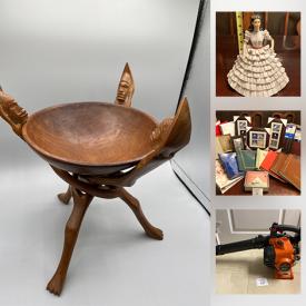 MaxSold Auction: This online auction features decorative wall rock, royal books, plasticware, tin cans, figurines, Somerset china, wood serving set, small kitchen appliances, Royal Doulton figurines, Otagiri Japanese vase, collector plates, Delphine bone china, goblets, cups and saucers, Wedgwood china, Ridgway plates, Hummel, pottery, paintings, decor, barware, mugs, shop vac, MCM glass centerpiece and much more!