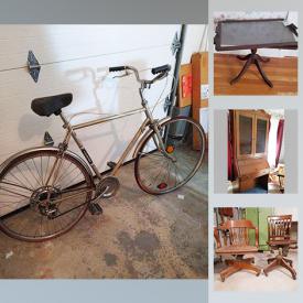 MaxSold Auction: This online auction features Iverson touring bike, MCM furniture, MCM serving plates, Lusterware, art glass, Lladro, Wedgewood, clocks, lamps, furniture, toys and much more.