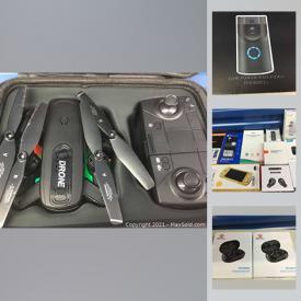 MaxSold Auction: This online auction features electronics such as camera drone, fish finder, wifi doorbell, computer peripherals, and smart watches, lighting, grooming lots, photography accessories and much more!