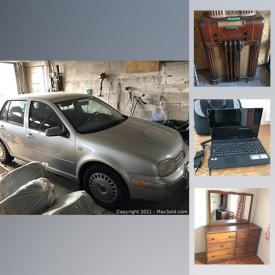 MaxSold Auction: This online auction features Volkswagon hatchback, cross country skis, golf clubs, electric lawnmowers, teacups, electric fireplace, Velvet landscape, art supplies, pipe collection, model car collection, laptop vintage film equipment and much more!