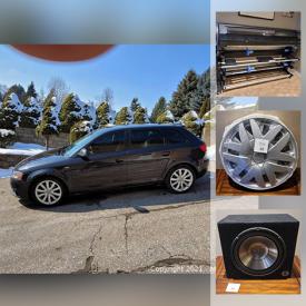 MaxSold Auction: This online auction features Audi Hatchback, inflatable boat, power tools, antique and vintage jewelry, car parts and much more.