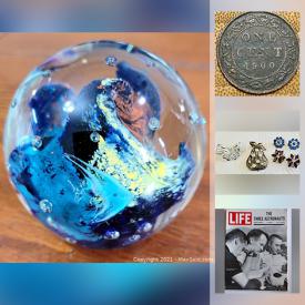 MaxSold Auction: This online auction features collectibles like Canadian and US currency, vintage magazines, and sports trading cards, NIB items such as candles, cosmetics, megaphone, stemware, and art glass, Koolspace wine cooler, antique signed painting, costume jewelry, comics, handbags and much more!