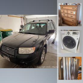 MaxSold Auction: This online auction features Subaru Forester, jewelry, artworks, furniture, electronics, lamps, collectibles, vintage items, kitchen tools and kitchenware, glassware, books, Christmas decor, Bistro set, Noah’s Ark items, Karastan Rug, washer and dryer, Gas Grill, vases, beddings,  exercise gear and much more.