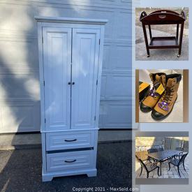 MaxSold Auction: This auction features boots, shoes, dresses, plant, jewelry, toys, patio furniture and much more!