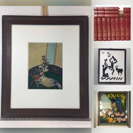 MaxSold Auction: This online auction features art such as signed paintings, framed prints, antique engravings, and framed posters, commercial mixer, stained glass lamp, vintage chairs, art sale catalogs, art books and much more!