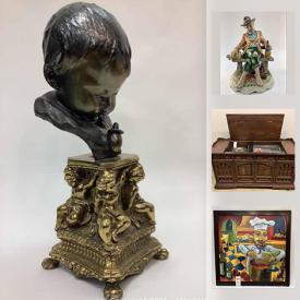 MaxSold Auction: This online auction features porcelain pieces by makers such as Capodimonte and Lladro, antique furniture, glassware, dishware, crystal, records, vintage electronics including audio systems and cameras, silver plate, wall art and much more!!