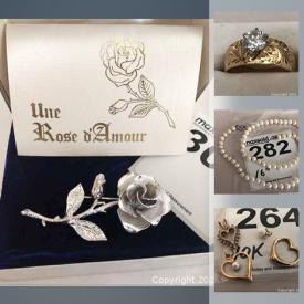 MaxSold Auction: This online auction features 18k gold rings, 14k gold bracelets & pendants,10k gold rings,10k gold charms, pearl necklace, sterling silver charm bracelets, Swarovski jewelry and much more!