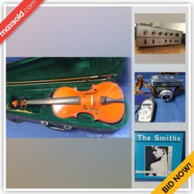 MaxSold Auction: This online auction features violins, bows, cases, cameras, ladies' watches, men's watches, Jade pendant, silver jewelry, stereo components, LPs and much more!