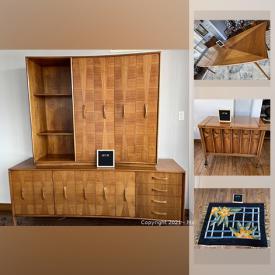 MaxSold Auction: This online auction features MCM furniture, art glass, stand-up freezer, crystal glassware, Royal Doulton tableware, vintage pyrex, vintage cameras, camping gear, LPs and much more!