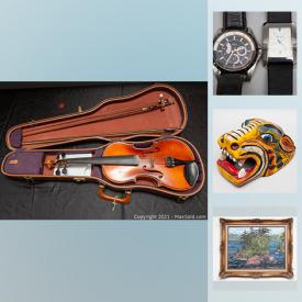 MaxSold Auction: This online auction features violin, coins, silver jewelry, animal figurines, pearl necklaces, teacups, painted hanging masks, art deco furnishings, framed wall art, tools, fur coats and much more!