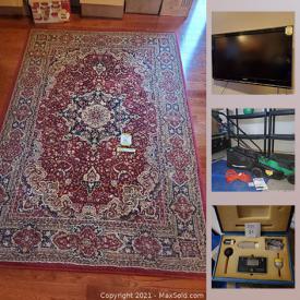 MaxSold Auction: This online auction features travel books, baby clothes, lawnmower, outdoor mat, heat stress monitor, dog toys & jackets, Cricut cake machine, TV, official Team Canada backpacks, area rug and much more!