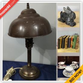 MaxSold Auction: This online auction features books, vintage hats, woodworking magazines, The Nightmare Before Christmas totes, doilies, vintage and antique furniture, Limoges, Swagman bike rack, artwork and more.