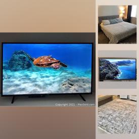 MaxSold Auction: This online auction features lamps, stability ball, folding chairs, air purifier, ottoman, beach tent, patio chairs, DVDs, costume jewelry, 10x12 rug, 55 inch LG 4K UHD Tv, Samsung blu ray player, king platform bed, 55” TCL 4K UHD Tv and much more!