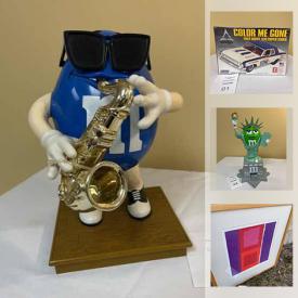 MaxSold Auction: This online auction features model car kits, diecast model car, M&M collectibles, Pez dispensers, large fire trucks, original art pieces, dancing water speakers, NIB chocolate fondue fountain, wooden ship replicas, Hot Wheels cars, Gift cards and much more!