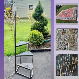 MaxSold Auction: This online auction features jewelry, camera, Corningware, Midcentury items, lamps, Woman shoes, Military items, collectibles, silverware, Florentine Fantasia fine China, Shopkins dolls collection, bar stool, Serigraph, collectible plates, pottery vase, Baseball gloves, rug and much more.