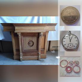 MaxSold Auction: This online auction features antique mirrors, vintage brass lamps, Banjo wall clock, pocket watches, antique pottery, vintage African items, vintage lighters, arrowheads, art deco hall table. antique postmasters desk, vintage oil lamps, soapstone carvings and much more!