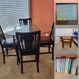 MaxSold Auction: This online auction features Living room and dining room furniture, Signed Artwork, Books, Bookcases, and more.