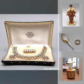 MaxSold Auction: This online auction features Royal Doulton figurines, Turquoise Cuff bangle, silver necklace, Goebel figurine, teacups, art pottery, collector plates, vintage lamps, MCM Teak furniture, Persian rugs and much more!