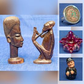 MaxSold Auction: This online auction features watches, Jadestone seal, Ancient Roman rings, Ancient 925 silver buttons, Jade carved bangles, Beaded Jade necklaces, signed numbered Disney etchings, art glass, Toby jug, Asian glass bonsai tree and much more!