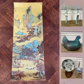 MaxSold Auction: This online auction features vintage prints and magazines, original paintings, jewelry, Murano glass. China such as Limoges, Royal Doulton, Royal Crown, Spode, Fiestaware, Royal Winton. Antiques including vases, apothecary jars, tins, trays, hairpins and much more!!