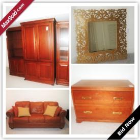 MaxSold Auction: This online auction features Watercolor,Framed Print,Wine Cabinet,Lamps, Hardwood Artisans Dresser, Entertainment Center, Heritage Leather Couch, Shelf Unit, Hang Ups Inversion Table, Berber Carpet, Antique Wooden Mirror, Room Divider, Area Rug, Decor, Kitchen Ceramics, Chiminea and much more.