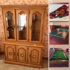 MaxSold Auction: This online auction features Oak furniture, art glass, collectible teacups, table lamps, small kitchen appliances, souvenir spoons, jewelry, coins, stamps, violin, ping pong table, pool table, treadmill, shop-vac, lawnmower and much more!