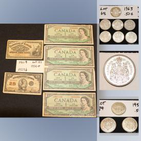 MaxSold Auction: This online auction features Canadian pennies, nickels, quarters and dimes, European coins, Japanese coins, Mexican coins, US coins, Austrian coins, South American coins, American civil war tokens, religious medals, bills and much more!