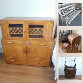 MaxSold Auction: This online auction features vintage furniture, Rusticana pine furniture, game table, men's clothing and shoes, child's desk and chair, garden bench, signed artworks and much more.