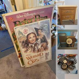 MaxSold Auction: This online auction features furniture, electronics, sewing machine, crafting supplies, movie posters, Disney memorabilia, cast iron, exercise equipment, Kenmore freezer and much more.
