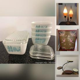 MaxSold Auction: This online auction features vintage pyrex, Blue Mountain pottery, MCM lighting, vintage radios, vintage jewelry, sterling silver jewelry, MCM glassware & servingware, cameras, vintage clothing, vintage perfume bottle and much more!