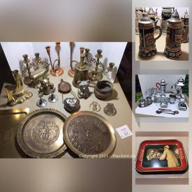 MaxSold Auction: This online auction features art glass, vintage radios, Pottery, vintage glassware, jewelry, vintage perfume bottles, collectible teacups, vintage toys, Hummel, Satsuma, Carnival glass, Hallmark Christmas ornaments, black milk glass and much more!