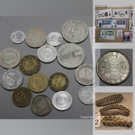 MaxSold Auction: This online auction features silver coins, World coin sets, jewelry, vintage postcards, office supplies, camping gear, sewing supplies, gaming tokens and much more.