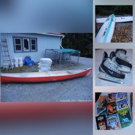 MaxSold Auction: This online auction features wind surfboard, Canoe, bicycles, fishing gear, fly fishing gear, vintage toys, English saddle, gardening, furniture and much more.