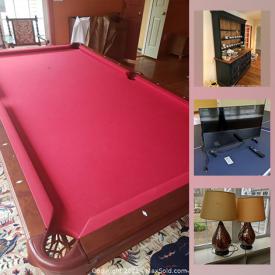 MaxSold Auction: This online auction features Brunswick pool table, collectibles such as Royal Albert and crystal ware, furniture such as hutch, sectional sofa, wooden tables, bed frames, and leather chairs, pottery, lighting, 32” Insignia TV, 31” Samsung TV, Weber grill, home decor, cast iron stove and much more!